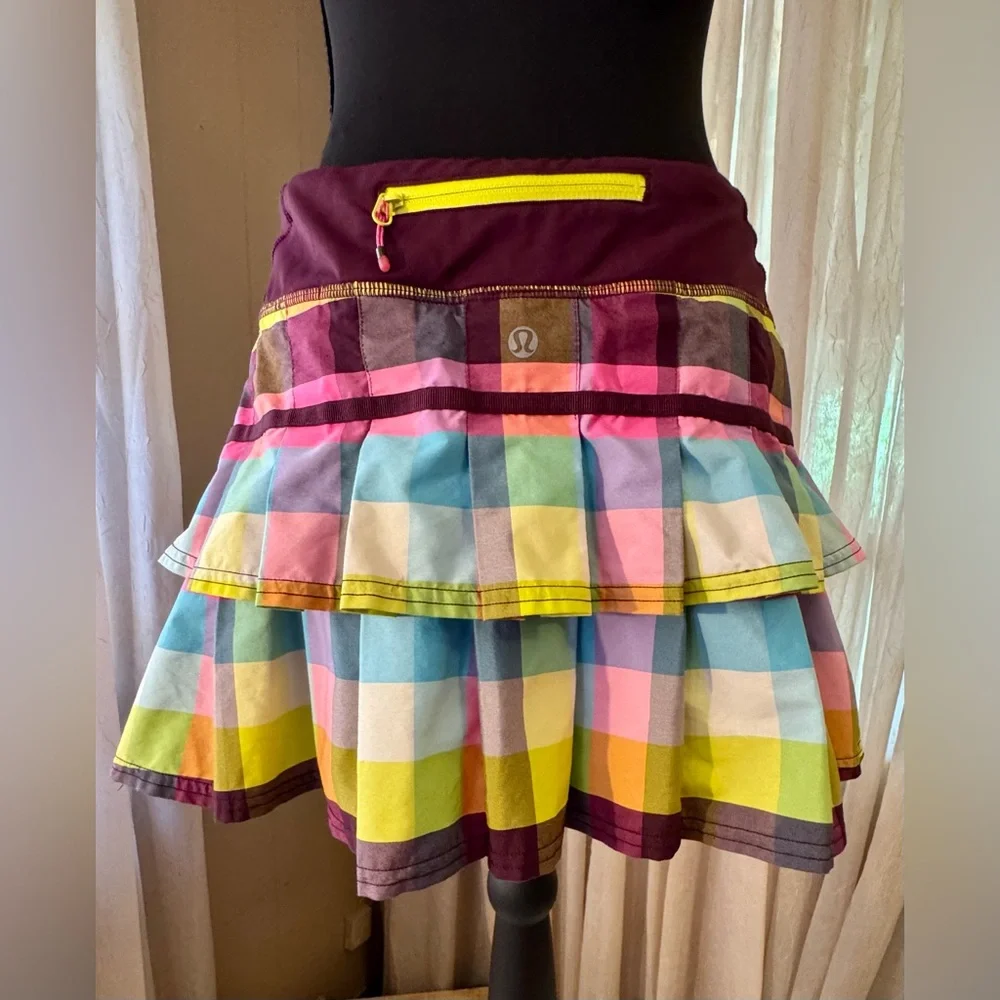 lululemon athletica Multicolor Plaid Athletic Skort with Plum Waistband - Picture 8 of 11